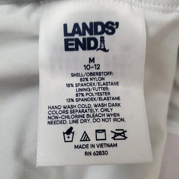 Women's Lands' End One Piece Swimsuit Black White Stripe Size M Full Coverage - Picture 7 of 8